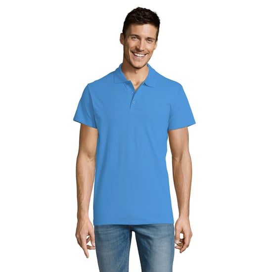 SOLS Mens Summer II Pique Short Sleeve Polo Shirt (Aqua) - Image 4