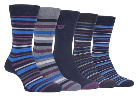 Farah - Pack de 5 calcetines de algodón para hombre de rayas finas, transpirables y de corte clásico - FCS271NVYPUR (Rayas) - Image 1