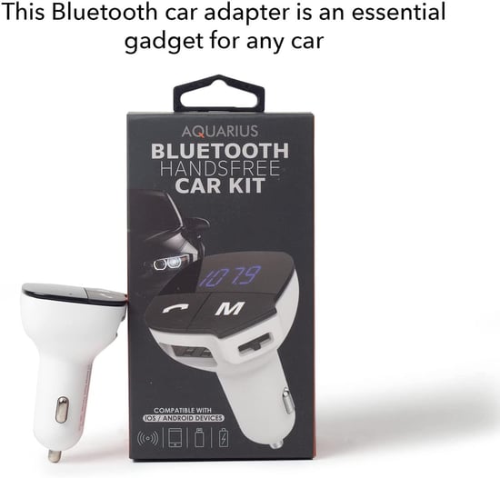 Aquarius Bluetooth Car Adapter FM Transmitter Hands-free Calling, Car Kit - White