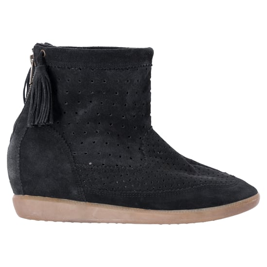 Isabel Marant Basley Tassel-Embellished Wedge Ankle Boots in Black Suede - Image 1