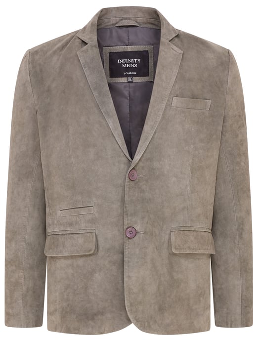 Mens Grey Slim Goat Suede Italian Blazer Jacket-Somero