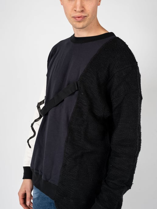 Nicolo Tonetto Sudadera Lien del hombre negro, Blanco, azul oscuro - Image 5