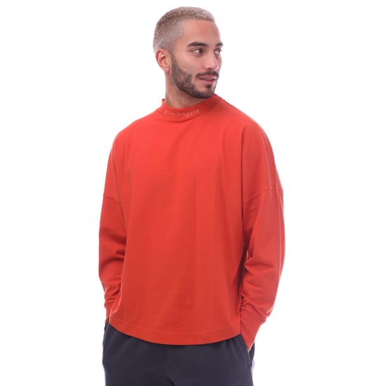 Men's Palm Angels Classic Glitter Logo Long Sleeve Over T-Shirt in Red
