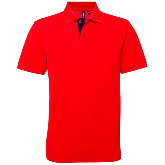 Asquith & Fox Mens Classic Fit Contrast Polo Shirt (Red/ Navy) - Image 1