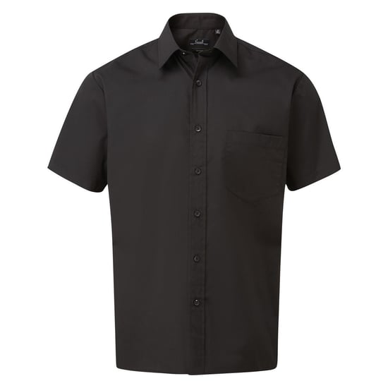 Premier Mens Short Sleeve Poplin Shirt (Black) - Image 1
