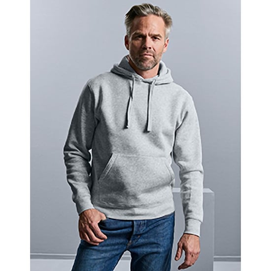 Russell Mens Authentic Hooded Sweatshirt / Hoodie (Light Oxford) - Image 4