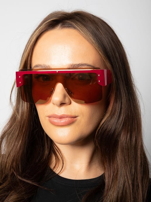 Oversized Flat Top Sunglasses with Mirrored Lens