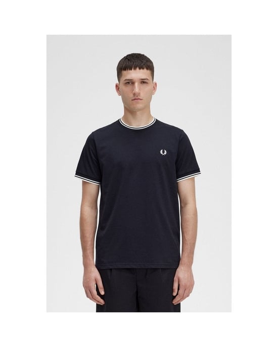 Fred Perry Camiseta Negra Con Vinta Doble - Image 1