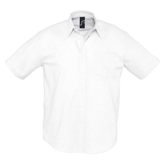 SOLS Mens Brisbane Oxford Short-Sleeved Shirt (White) - Image 1