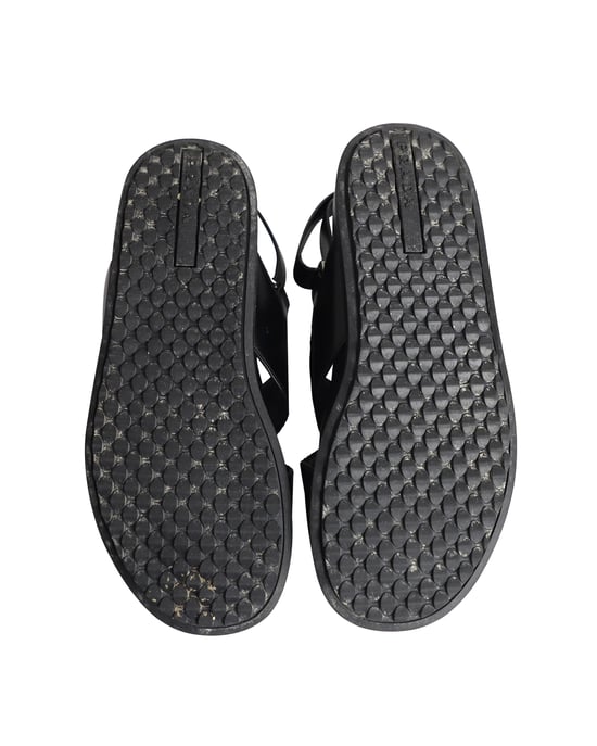 Prada Logo Strap Crisscross Sandals in Black Leather - Image 5