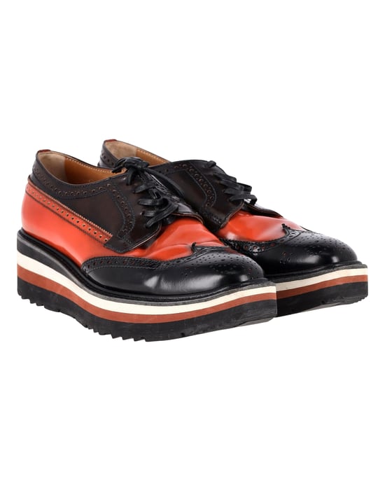 Prada Flatform Derby Brogue Lace Up in Black Leather - Image 4
