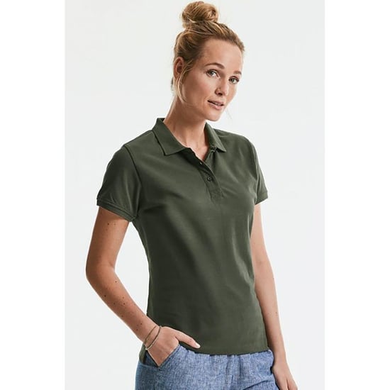Russell Mens Pure Organic Polo (Dark Olive) - Image 4