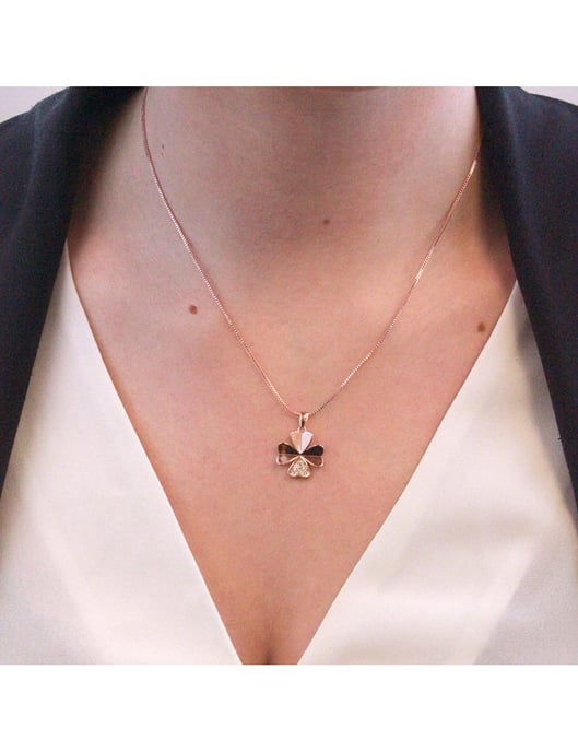 Colgantes de pétalos de trébol - Oro rosa y cristal - Image 2
