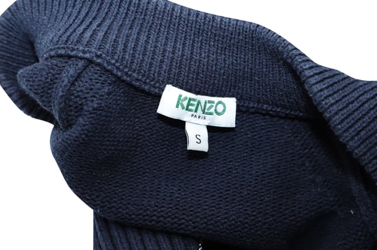 Kenzo Knit Zip Long Cardigan in Navy Blue Cotton - Image 2