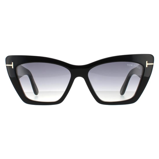 Tom Ford Gafas de Sol Cat Eye para Mujer Negro Brillante Gradiente Gris Ahumado - Image 1