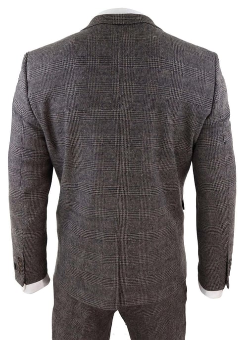 Men's 3 Piece Brown Herringbone Tweed Suit