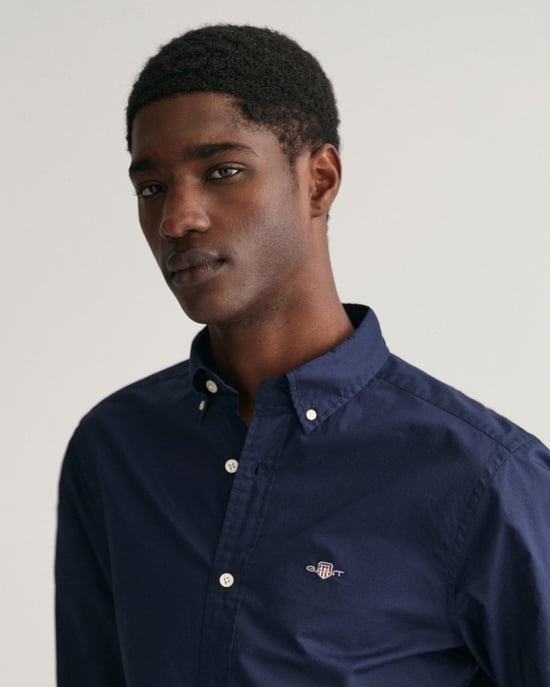 GANT Mens Slim Fit Long Sleeve Poplin Shirt - Image 3