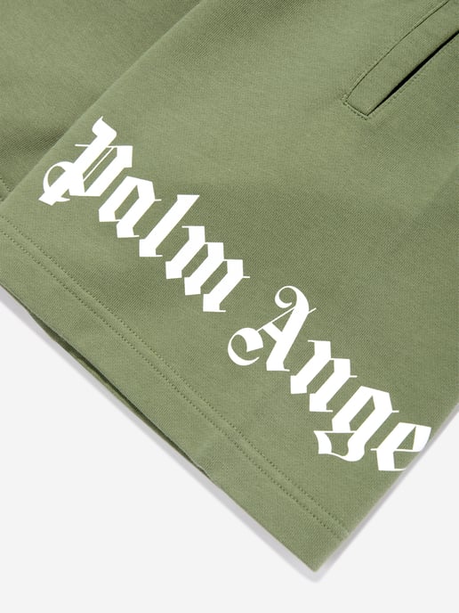 Palm Angels Boys Classic Overlogo Shorts in Green