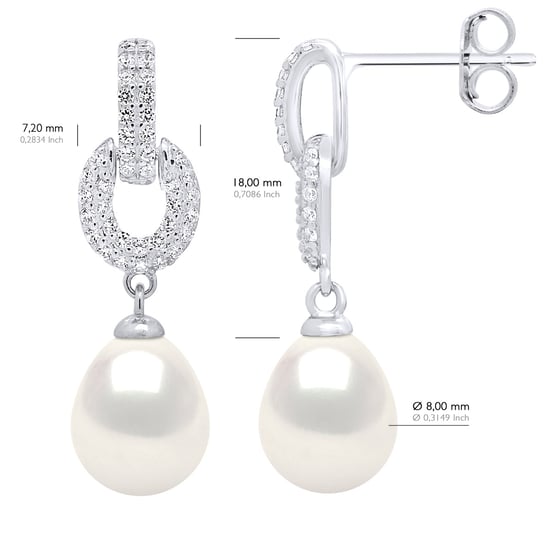 Hanging Earrings Real Cultured Freshwater Pearls Pear 8-9 mm - Image 2