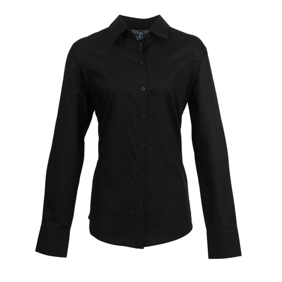 Premier Womens/Ladies Signature Oxford Long Sleeve Work Shirt (Black) - Image 1