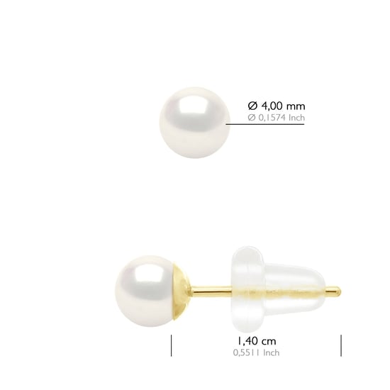 Earrings Yellow Gold 750 - Real Cultured Freshwater Pearls Round 4-5 mm - Image 2