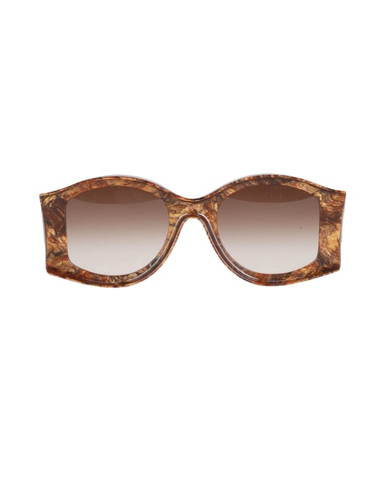 Loewe X Paula's Ibiza 52mm Round Sunglasses in Brown Acetate - Image 1