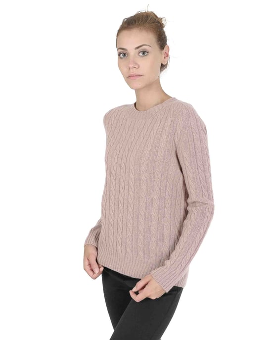 Crown Of Edinburgh Cashmere Womens Round Neck Sweater Coe 0033 Pink