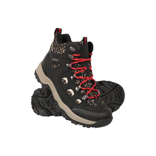 Mountain Warehouse Womens/Ladies Adventurer Leopard Print Faux Suede Waterproof Walking Boots (Black) - Image 6