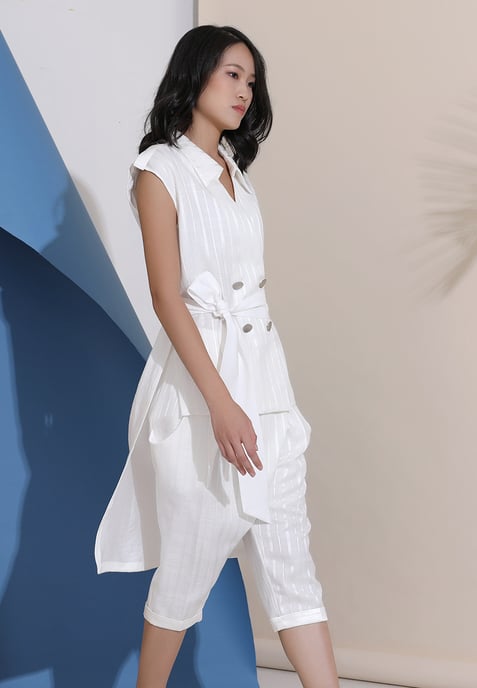 Long Bi-Material Tailored Waistcoat