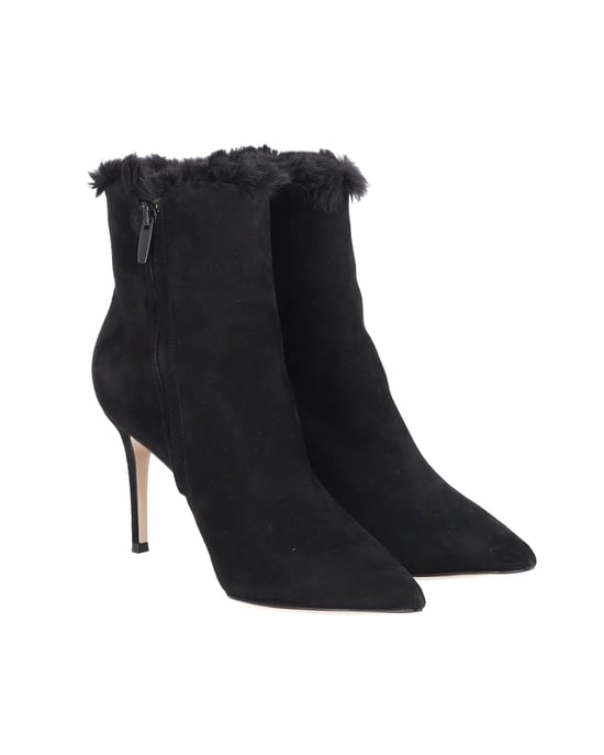 Gianvito Rossi Fur Lined Ankle Boots in Black Suede - Image 3