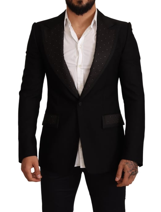 Abrigo blazer de lana negra ajustado para hombre de Dolce & Gabbana - Image 1