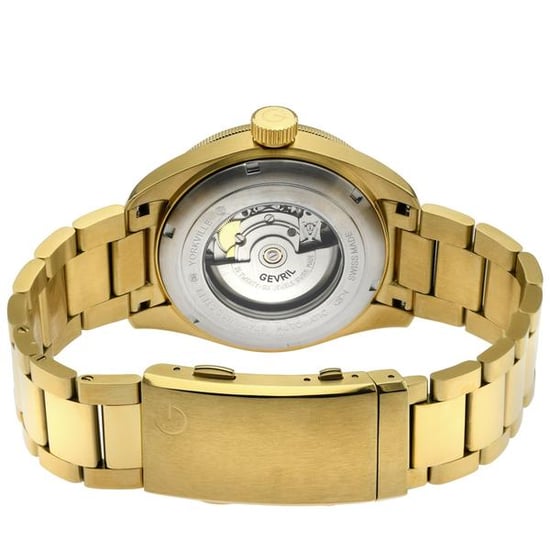 Gevril Yorkville Reloj automático suizo Sellita SW200 con esfera azul y oro amarillo IP para hombre - Image 3