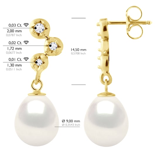 Earrings Prestige - Diamonds 0,12 Cts  - Quality HSI - Yellow Gold - Image 2