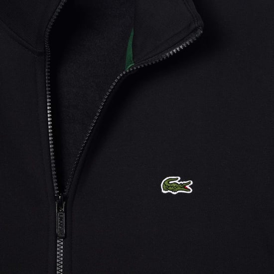 Men's Lacoste Logo Stripe Zipped Jogger Sweatshirt in Black
