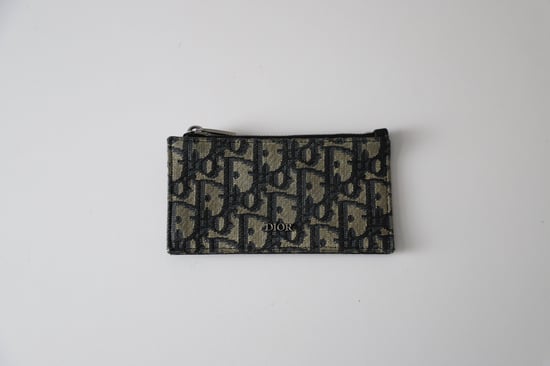 Dior Zipped Card Holder in Beige and Black Jacquard - Image 6