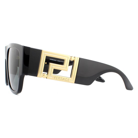 Gafas de sol rectangulares de hombre en negro y gris oscuro de Versace - Image 3
