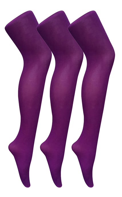 3 Pares de Mallas Opacas de 80 Deniers de Colores para Mujer | Sock Snob | Mallas de Colores en Bloque - Imperial Purple - Image 1