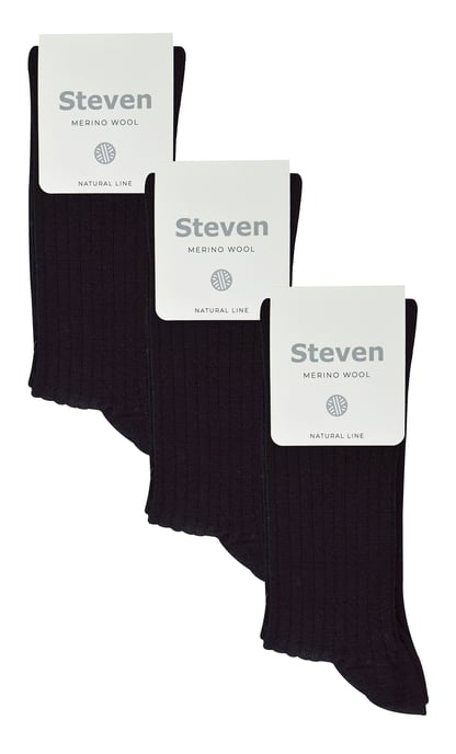 3 Pares Señoras Original Merino Lana Calcetines | Steven | Transpirable Grueso Caliente Bota Calcetines - Negro - Image 2