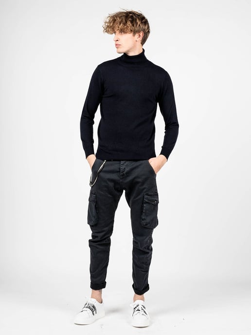 Xagon Man Suéter Turtleneck del hombre azul oscuro - Image 5