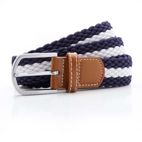 Asquith & Fox Mens Two Colour Stripe Braid Stretch Belt (Navy/White)
