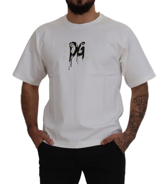 Dolce & Gabbana Graffiti Logo Print with Rubber effect T-Shirt in White