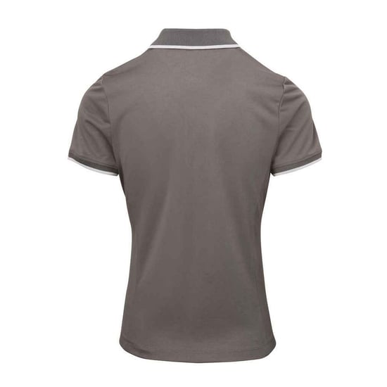 Premier Womens/Ladies Coolchecker Contrast Pique Polo Shirt (Dark Grey/Silver) - Image 2