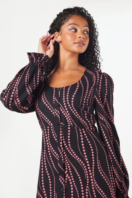 Tall Pink Spot Scoop Neck Shirt Dress - Image 4