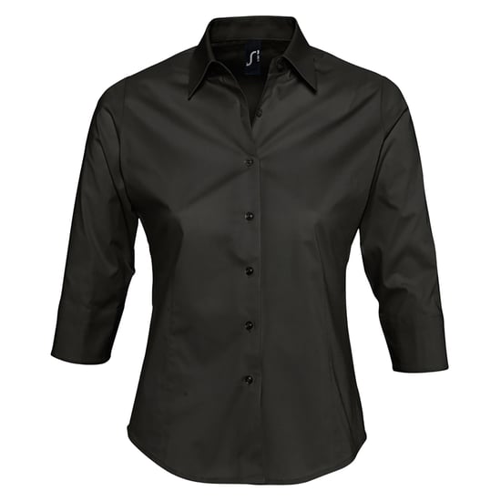 SOLS Womens/Ladies Effect 3/4 Sleeve Fitted Work Shirt (Black) - Image 1
