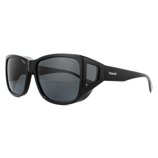 Gafas de sol polarizadas unisex Polaroid Suncovers Wrap negras y grises - Image 2