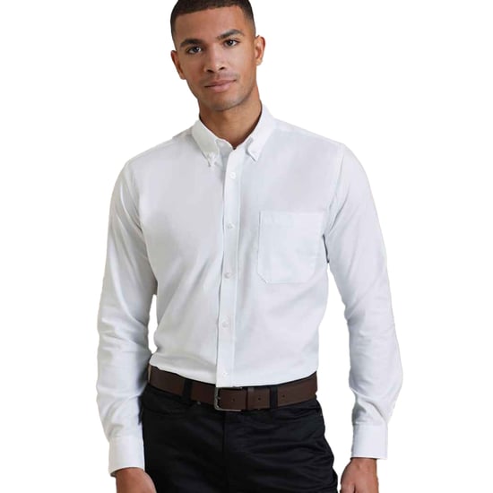 Premier Mens Signature Oxford Long Sleeve Work Shirt (White) - Image 2
