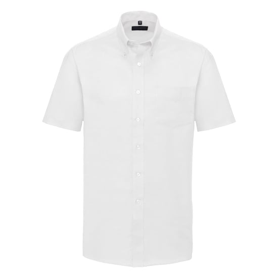 Russell Collection Mens Short Sleeve Easy Care Oxford Shirt (White) - Image 1