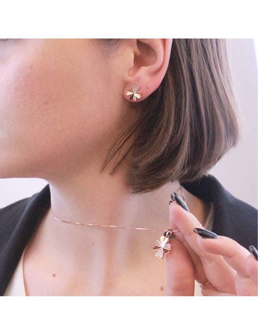 Colgantes de pétalos de trébol - Oro rosa y cristal - Image 6