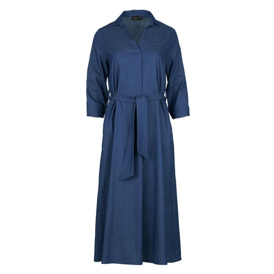 Vestido midi azul cielo con cinturón - Image 2