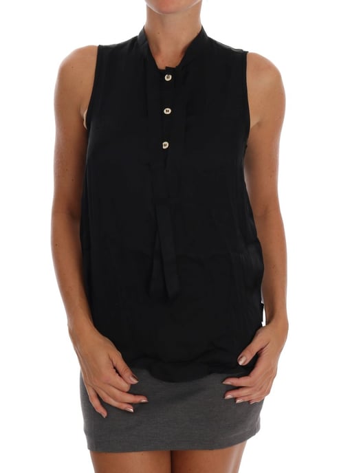 Blusa sin mangas de viscosa negra para mujer de Versace Jeans - Image 1